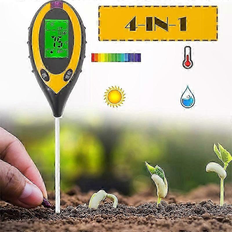 4-in-1 Soil pH Tester: Measure pH, Acidity, Moisture for Flowers, Plants | Soil Moisture Meter Kit