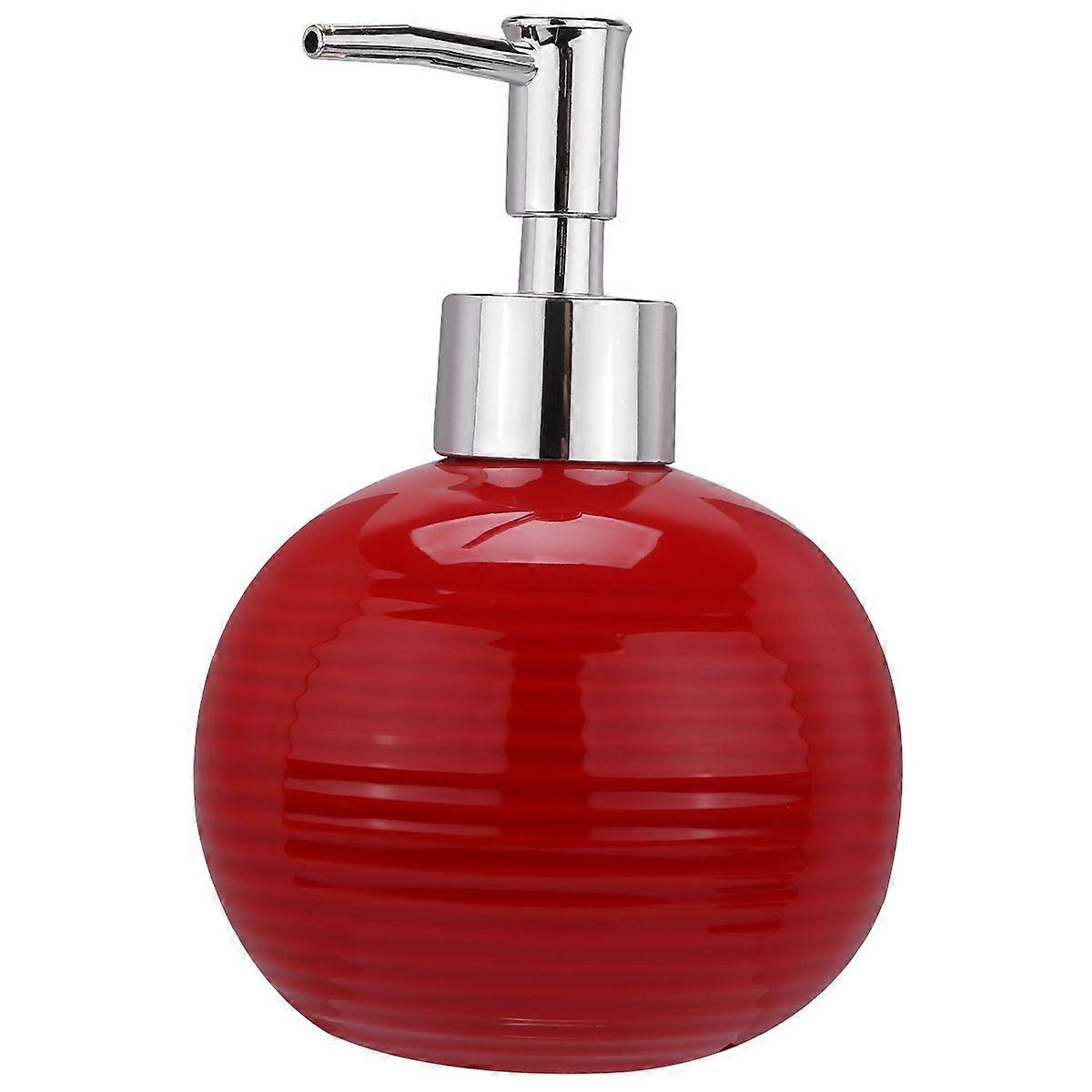 1Pc Press Bottle Ceramic Lotion Packing Bottles Squeeze Pump Dispenser (Red)