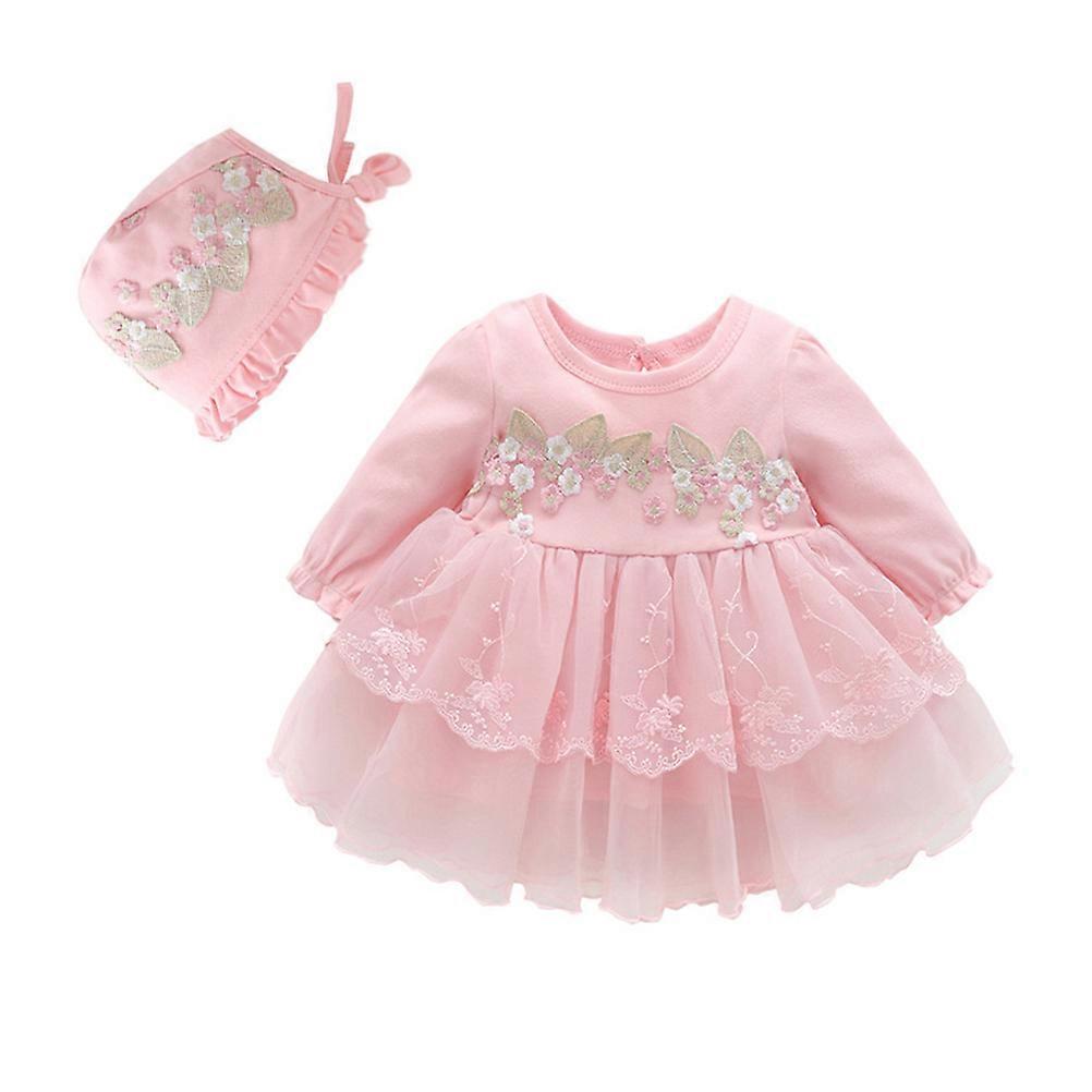 Pink Spring Dress with Hat for Wearing Use Baby 0-3 Month