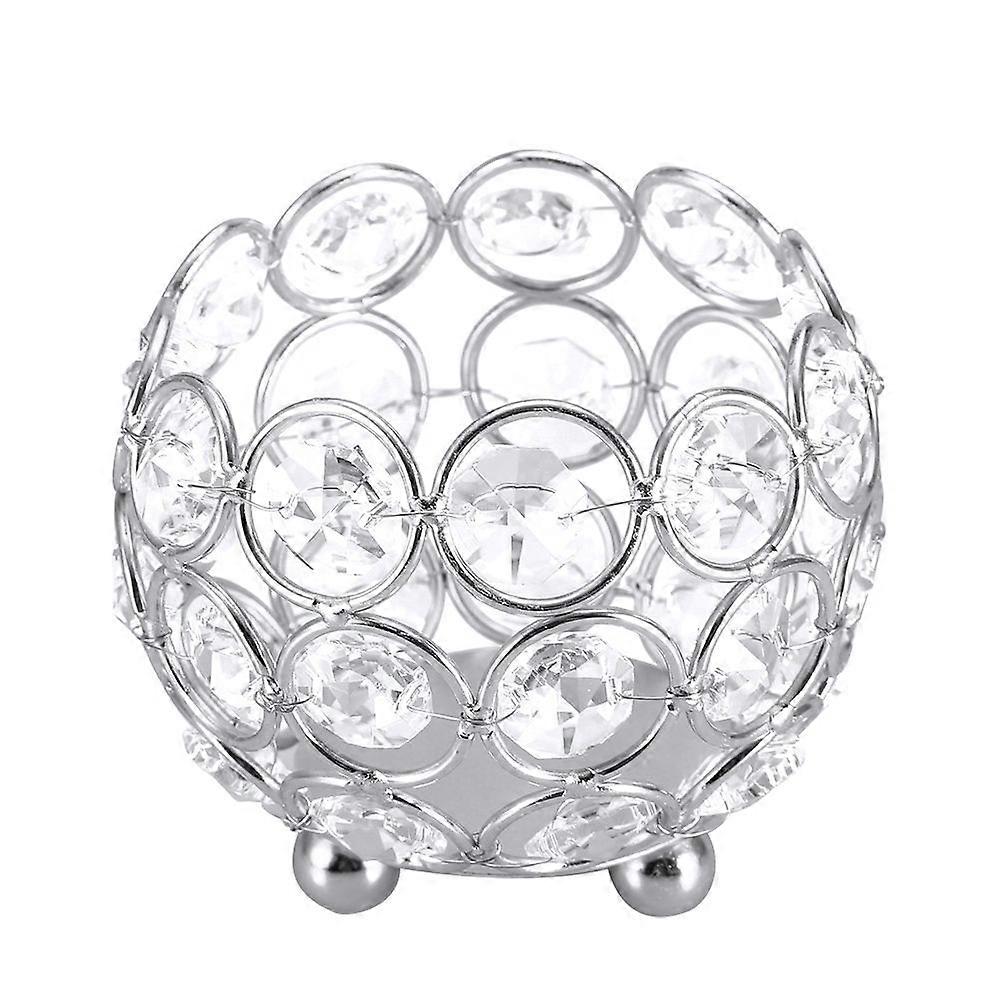 Crystal Tea Light Candle Holders Wedding Decor Table Centerpieces (Silver Diameter 8cm)