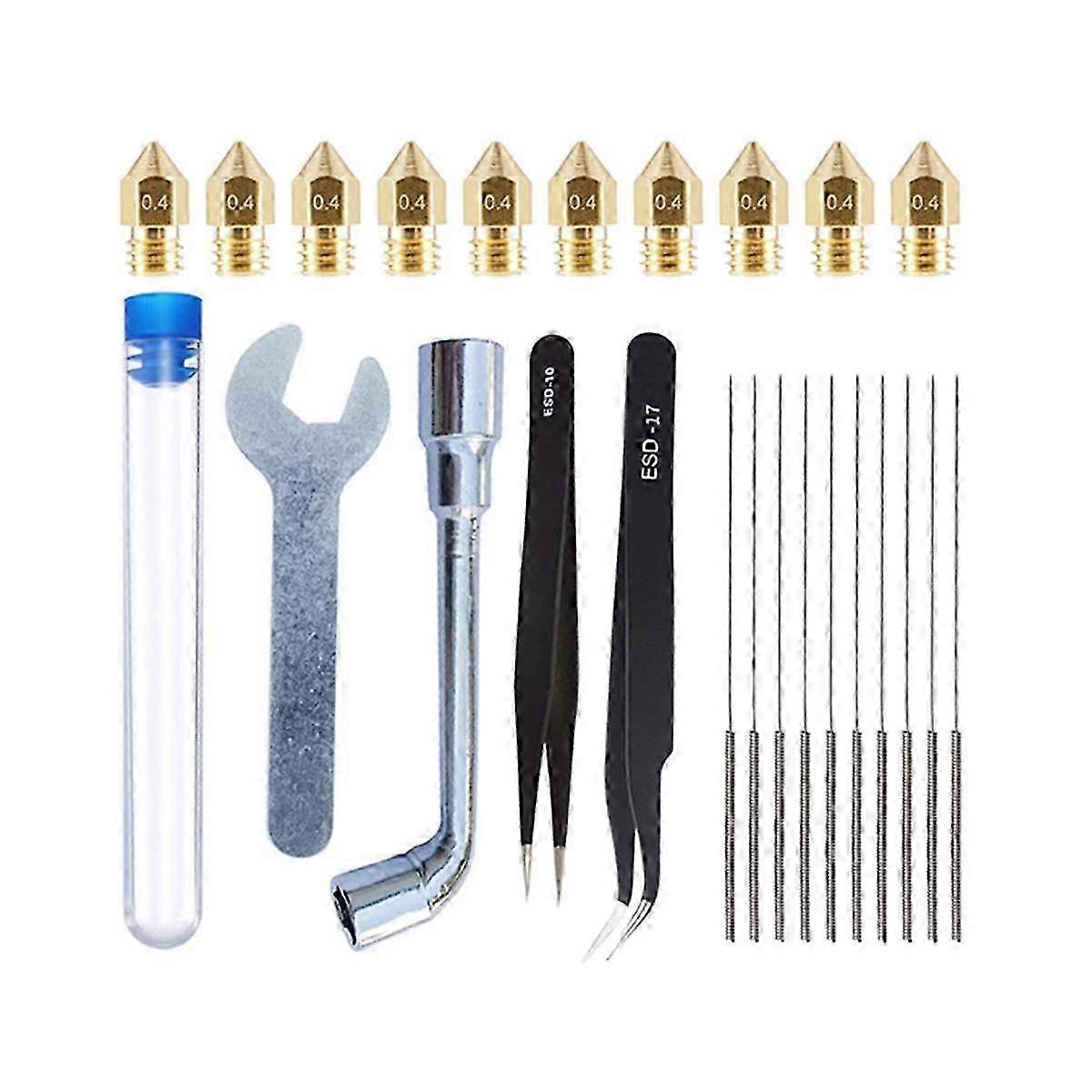 3D Printer Nozzles Kit with 10Pcs MK8 0.4mm 3D Printer Brass Nozzles Extruder for 3D Printer Access