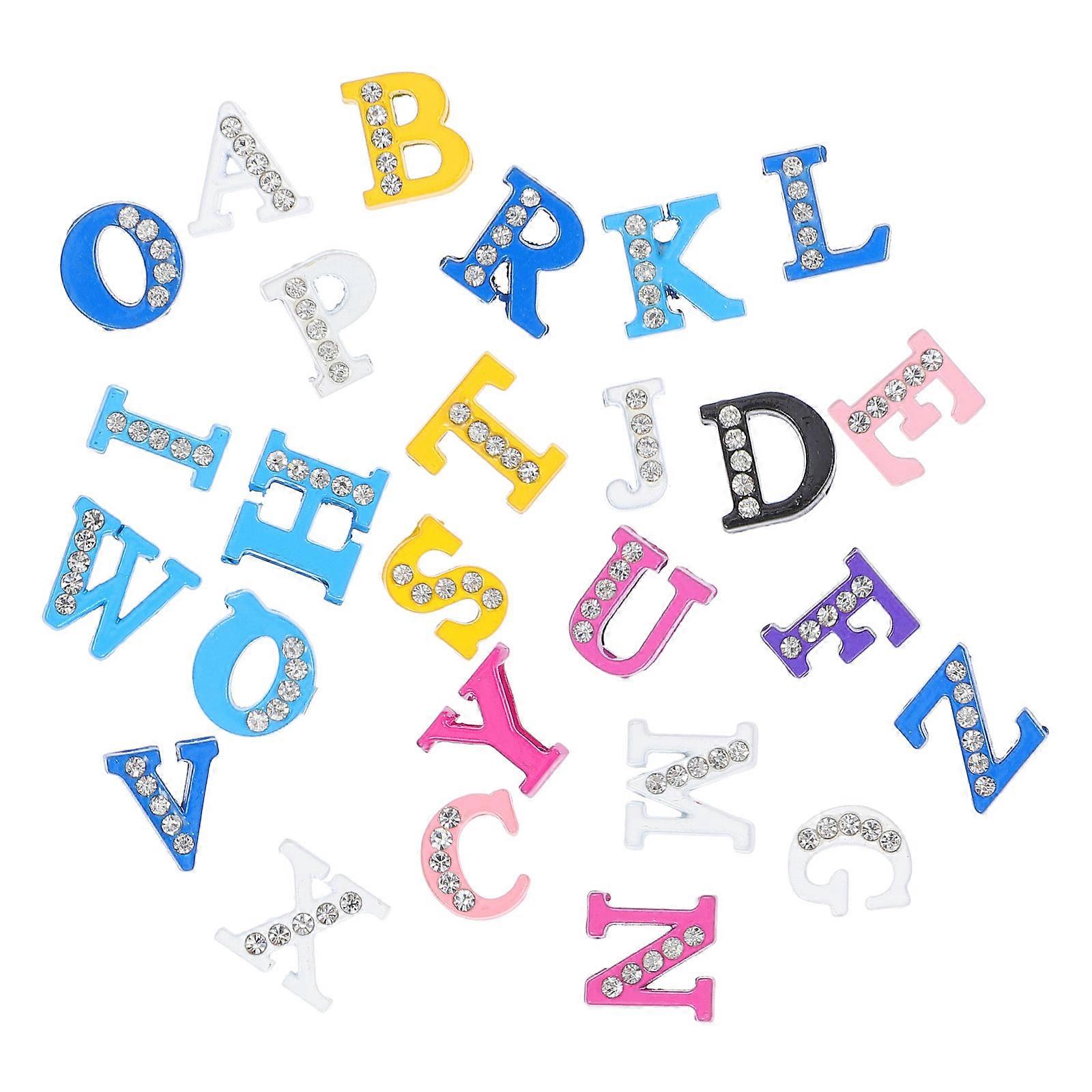 Letter Charm Set Rhinestone Alloy Letters Charm for DIY Use 26Pcs