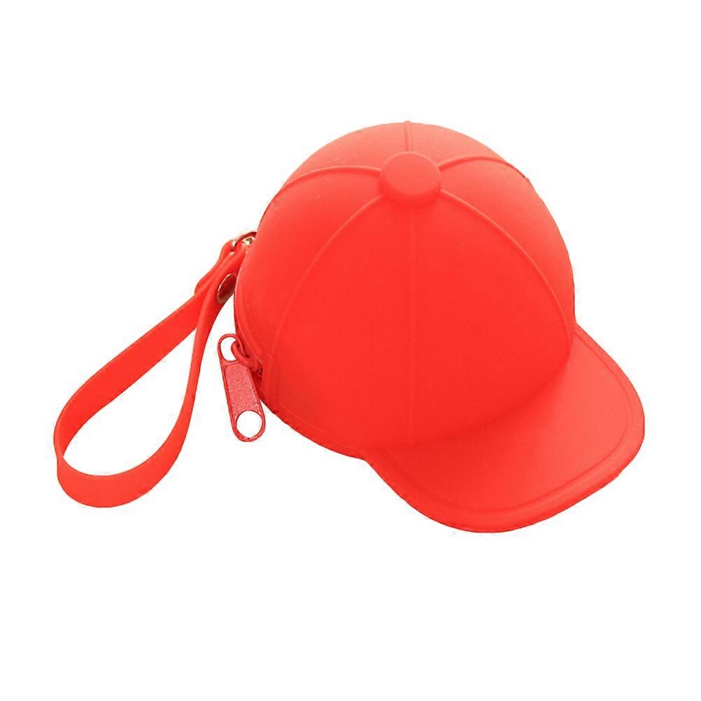 Silicone Coin Bag Mini Baseball Wallet for Coins and Cards Red