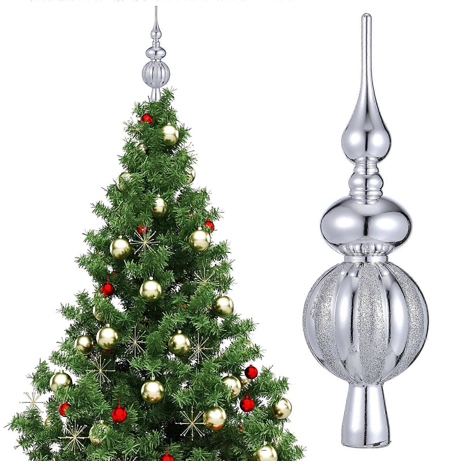 Silver Plastic Christmas Tree Topper Ornament for Xmas Tree 4Pcs
