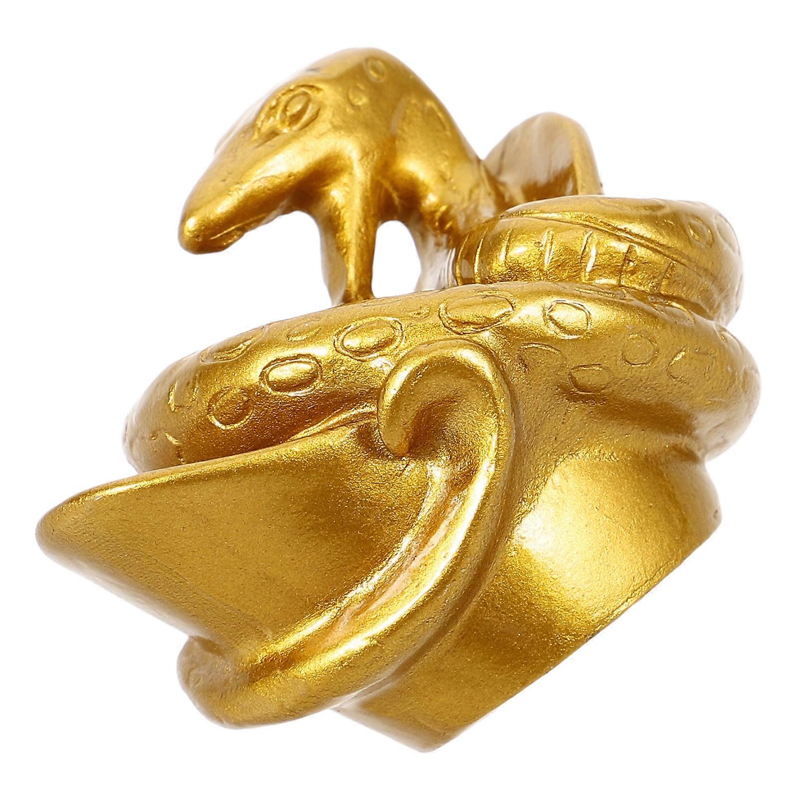 Resin Snake Statue for Decoration 3Pcs Elegant Golden Tabletop Model