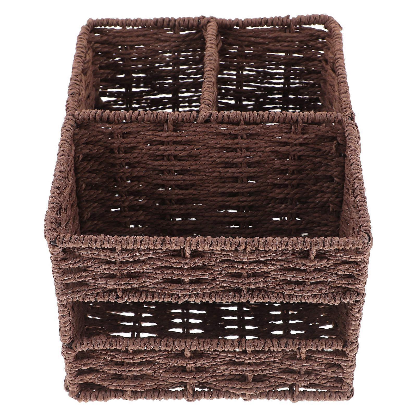 Sundries Storage Box Organizer Box For Home Use Room Organization Coffee 21X15X13.5CM 1Set