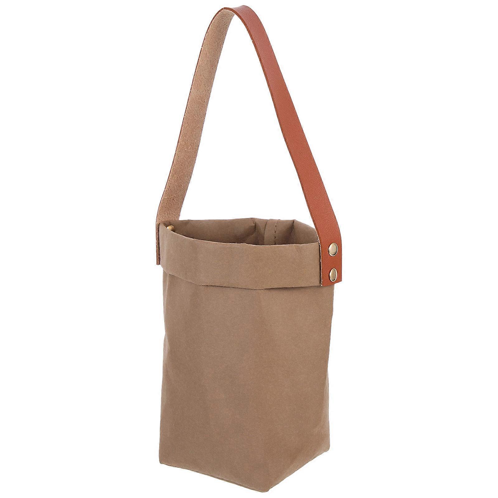 Water Bottle Carrier Kraft Paper Bag for Storage Use 3Pcs Portable Pouch
