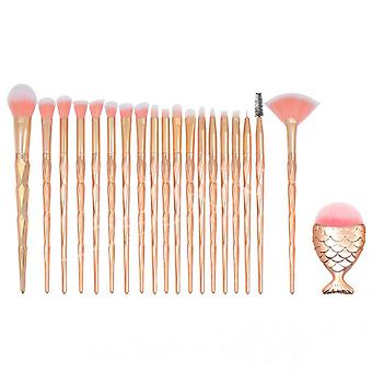 Veeki Mermaid Makeup Brushes, 21PCs Professional Makeup Brush Set Foundation Face Powder Eyeshadow Blending Blush Brush Color Cosmetic tool (style 3)
