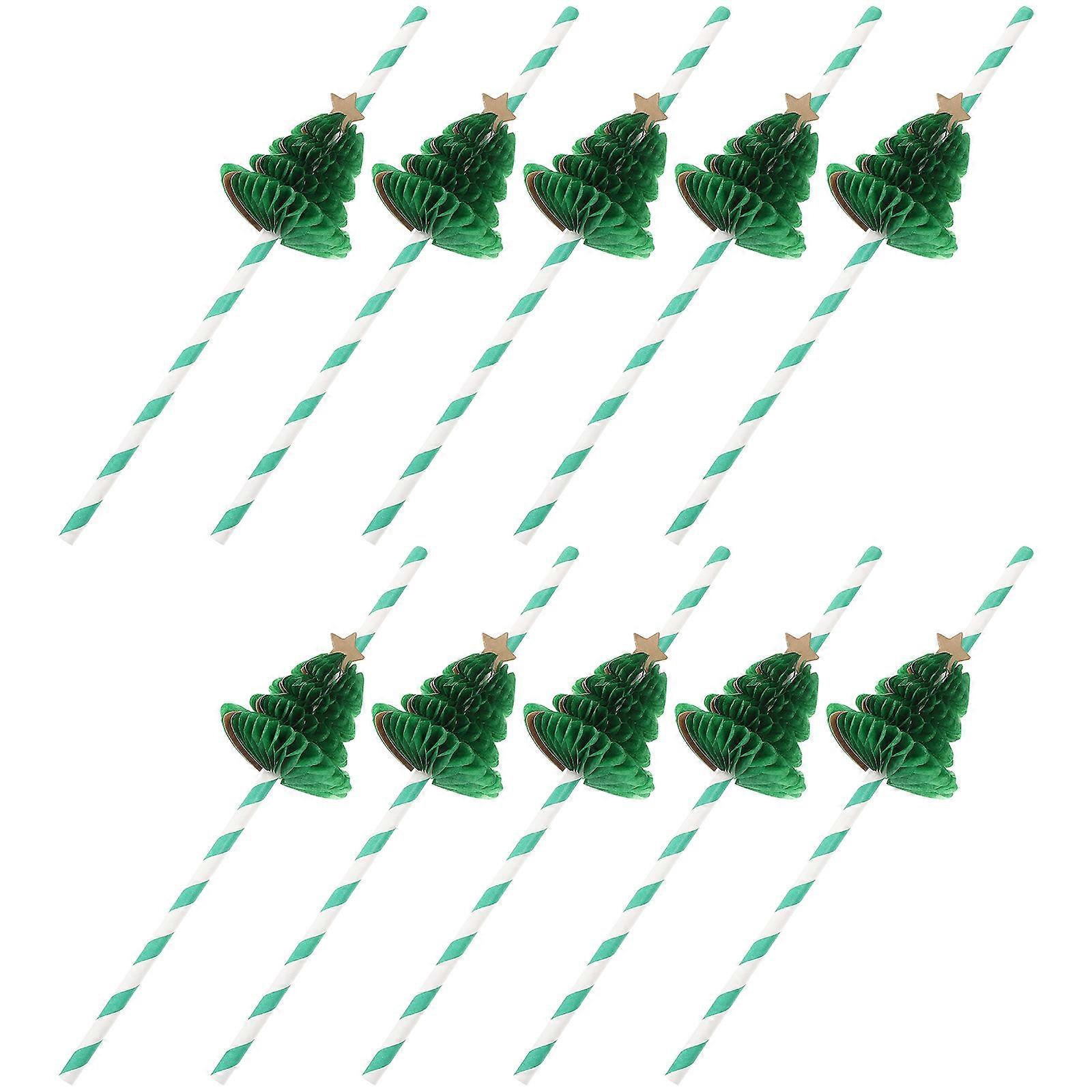 30 Pcs Honeycomb Drinking Straws Paper Material Suitable For Family Gatherings Christmas Festivals Green