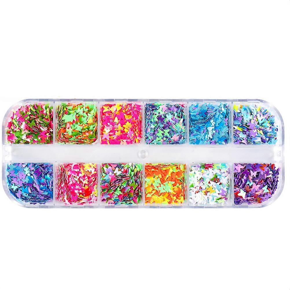 Nail Paillette Manicure Decor for Nails 3 Boxes 12 Colors Set
