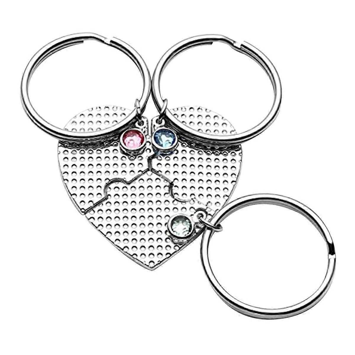 Puzzle Keychain Heart Pendant for Decor 2Sets Silver Key Holder