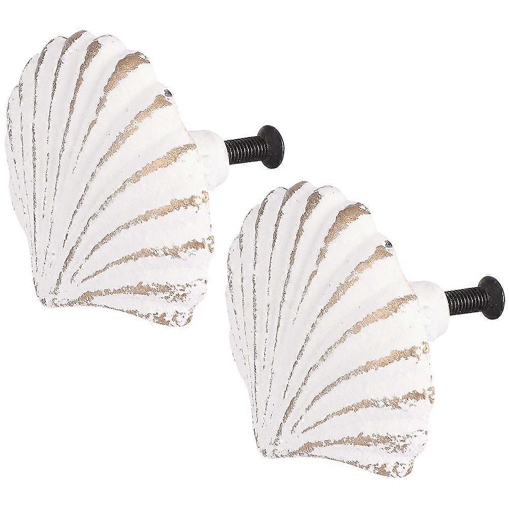 Coastal Rustic Drawer Pulls Seashell Drawer Handle Home Decoration White 6.50X5.00X5.00CM Decorative 2Pcs