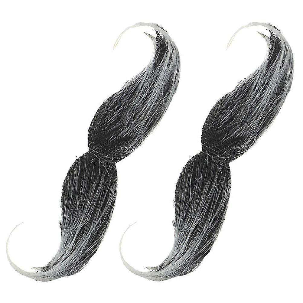 Realistic Fake Mustache Artificial Beard Ergonomic Design For Masquerade Ball Fabric 13.00X4.00X0.10cm Performance Prop 2Pcs