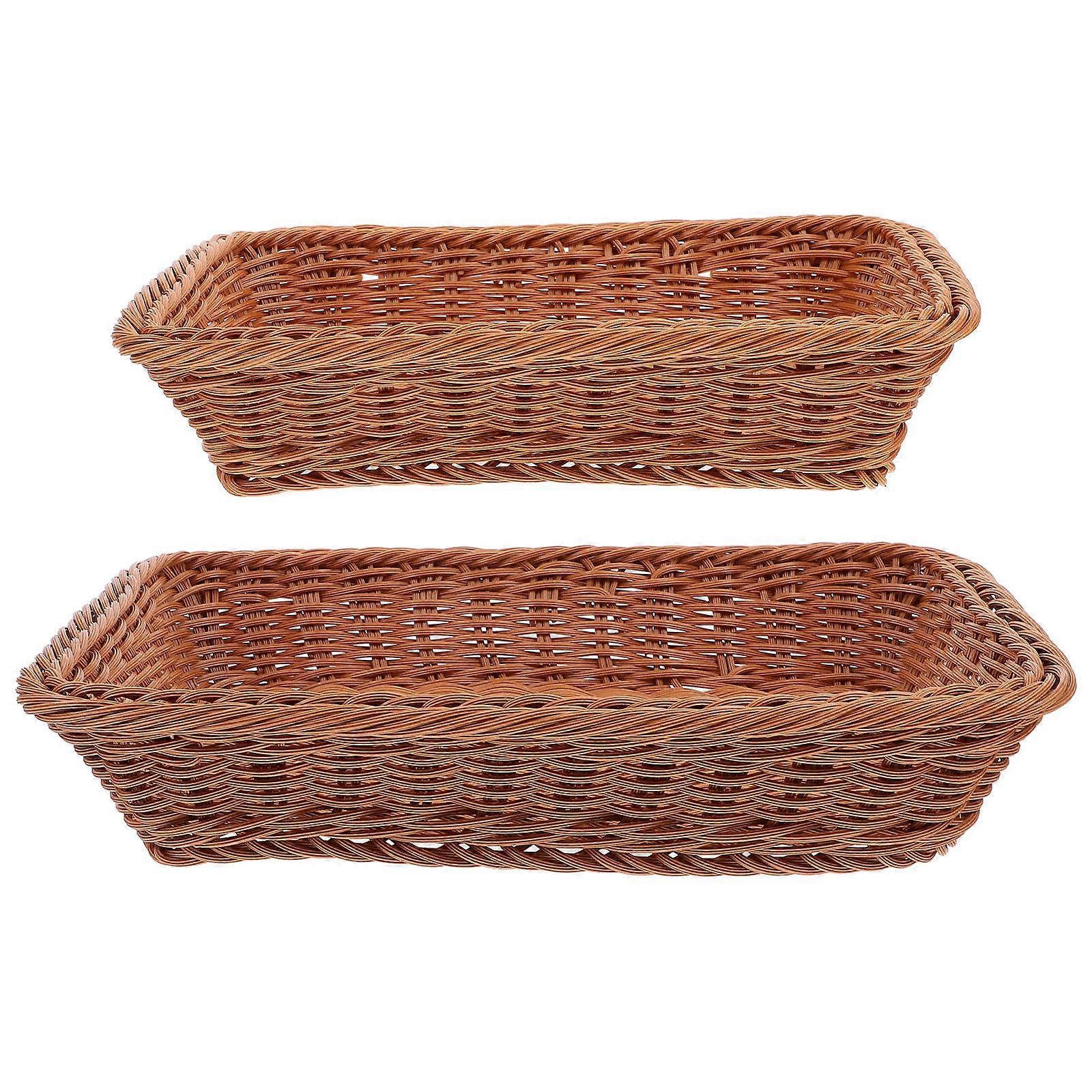 Rectangular Storage Basket Imitation Rattan Basket for Storage 4Pcs