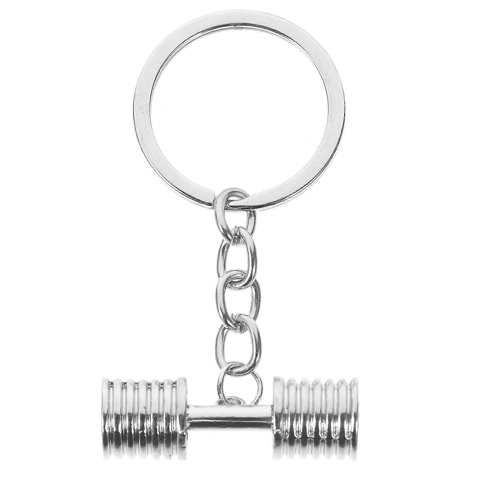 Creative Dumbbell Keychain 3Pcs Silver Key Pendant for Bag Decor