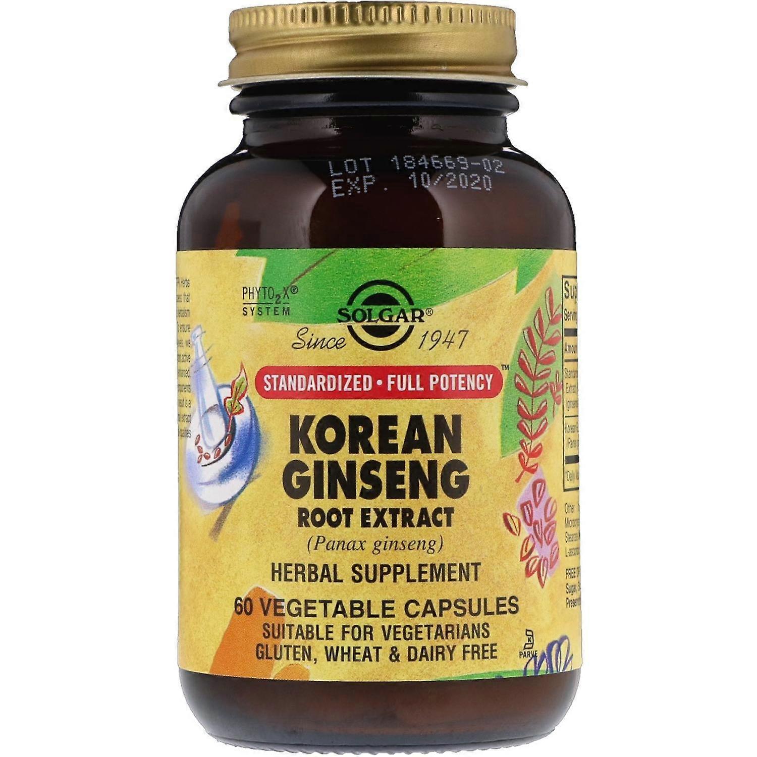 Solgar, Korean Ginseng Root Extract, 60 Vegetable Capsules