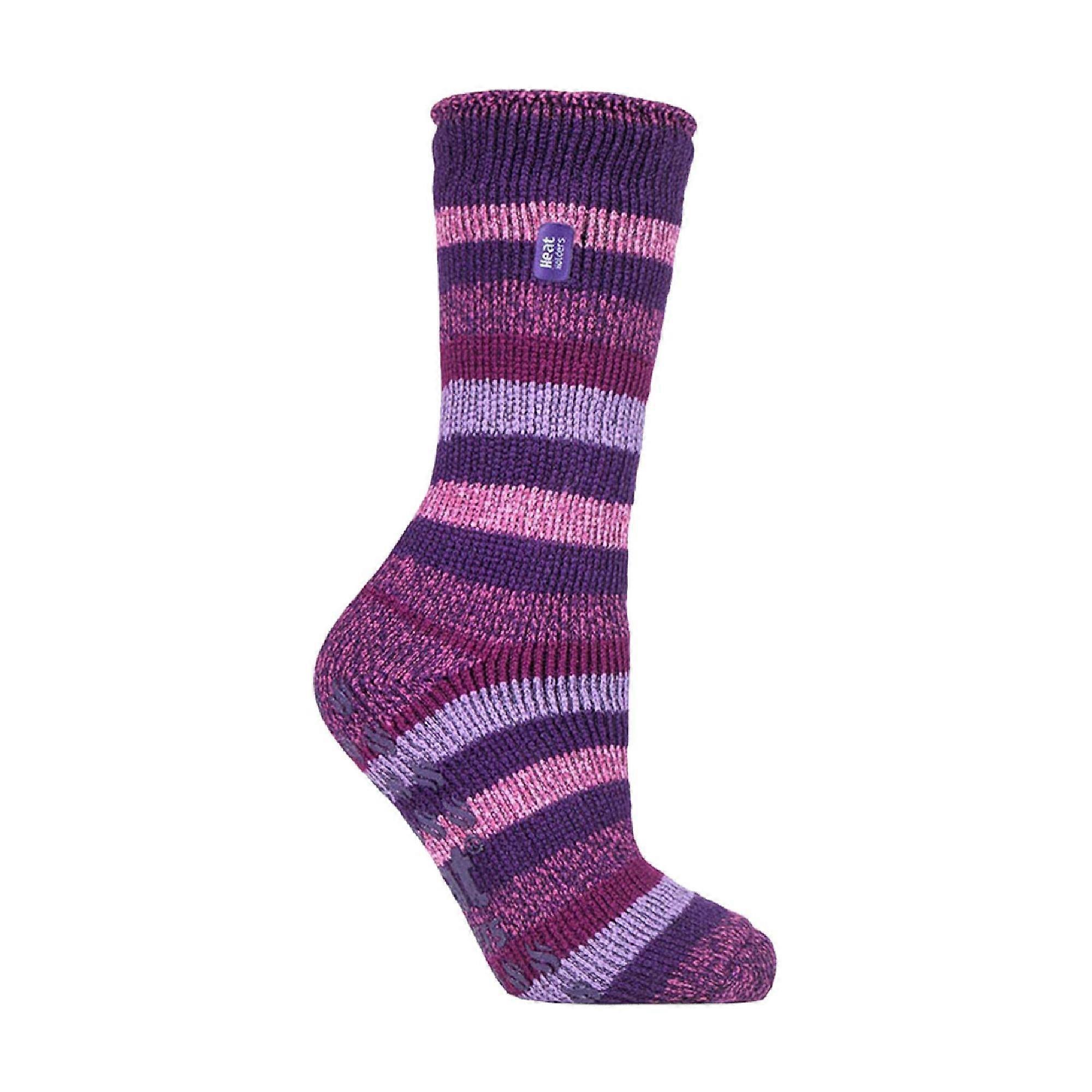 Heat Holders - Ladies Striped Thermal Socks with Grips