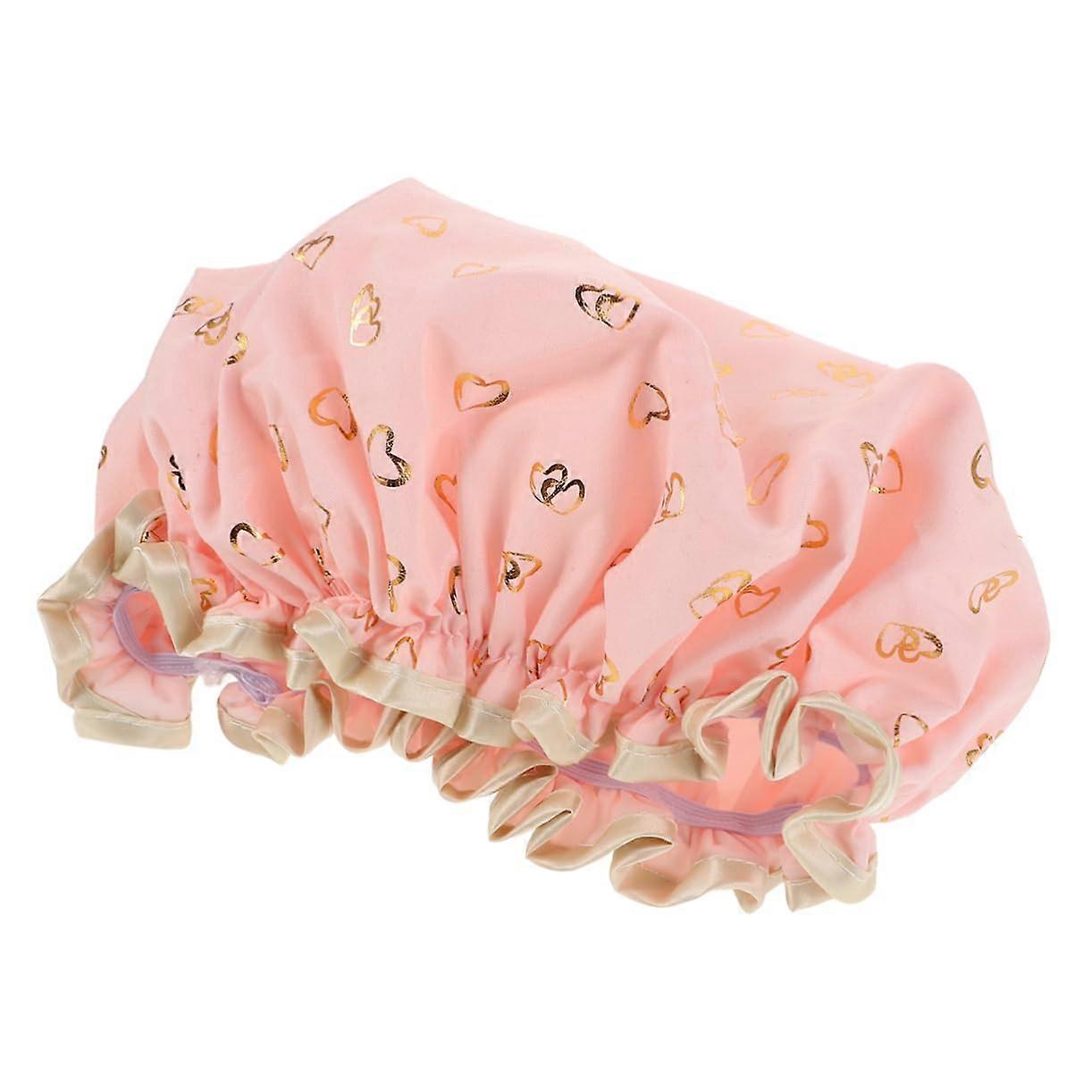 Double Layer Waterproof Shower Hat For Women With Elastic Band Bath Cap For Long Hair