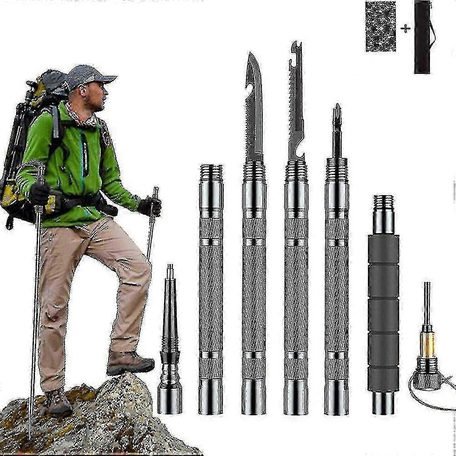 Bâtons de randonnée multifonctions en alliage d'aluminium 106 cm