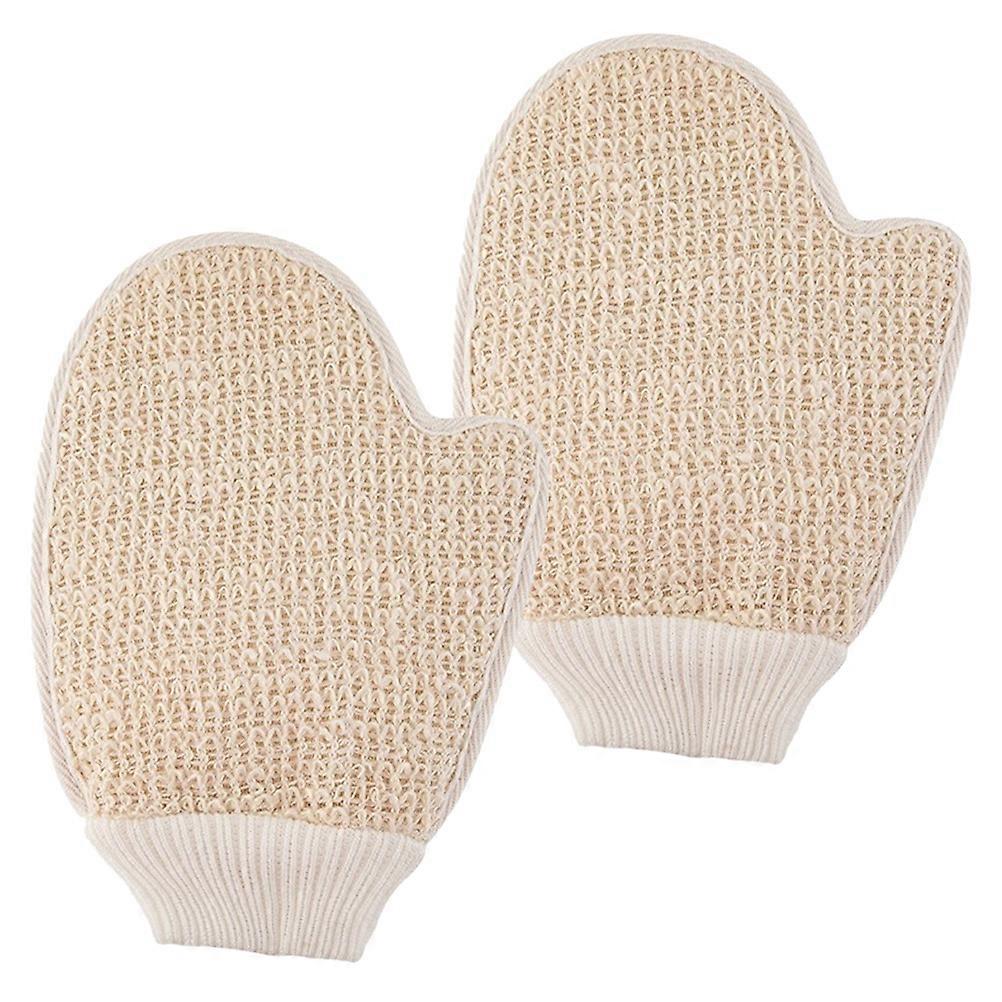 Cotton Exfoliating Shower Gloves Double-Sided for Bath 8Pcs Beige
