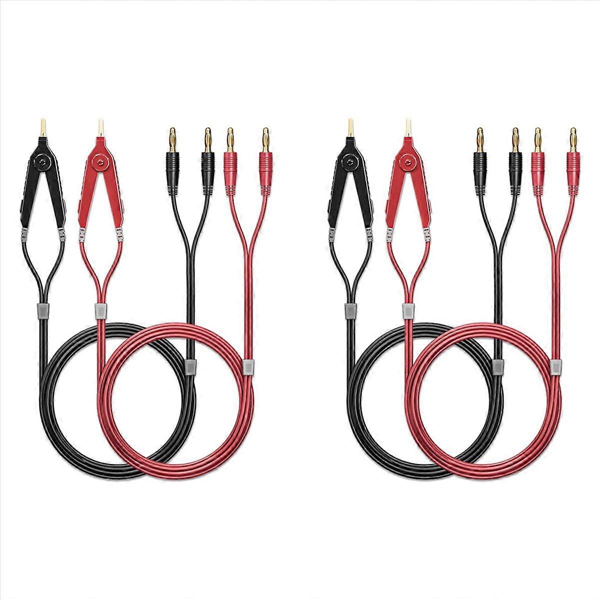 2X Meter Test Leads Terminal Kelvin Clips Cable Wires to 4mm Banana Plugs Gold-Plated