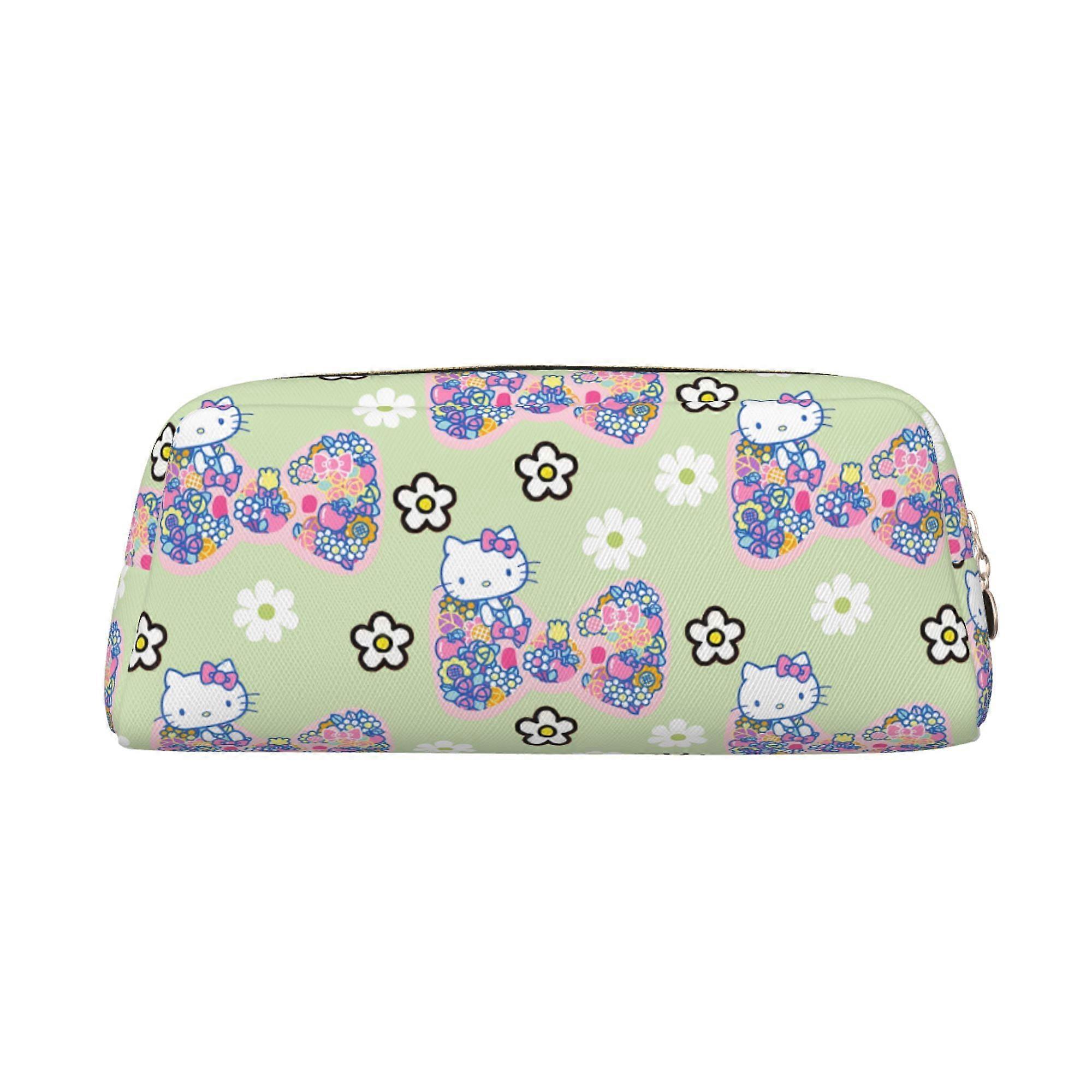 Hello Kitty Leather Zipper 3D Pencil Case Large Capacity Multifunctional Leather Storage Bag