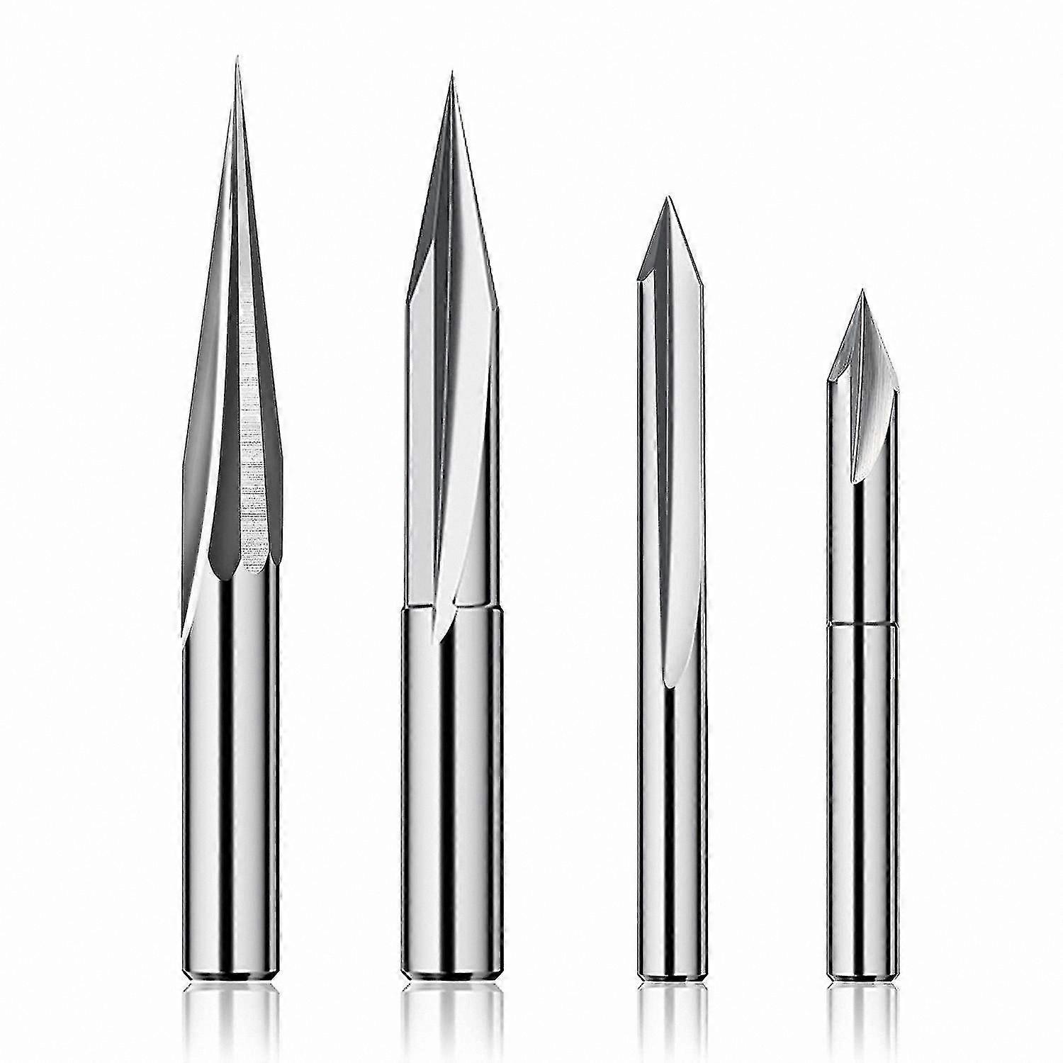 1/4" CNC Router Bits Set, 6mm & 4mm Engraving Wood Carving Bits, V-Groove Tungsten Steel