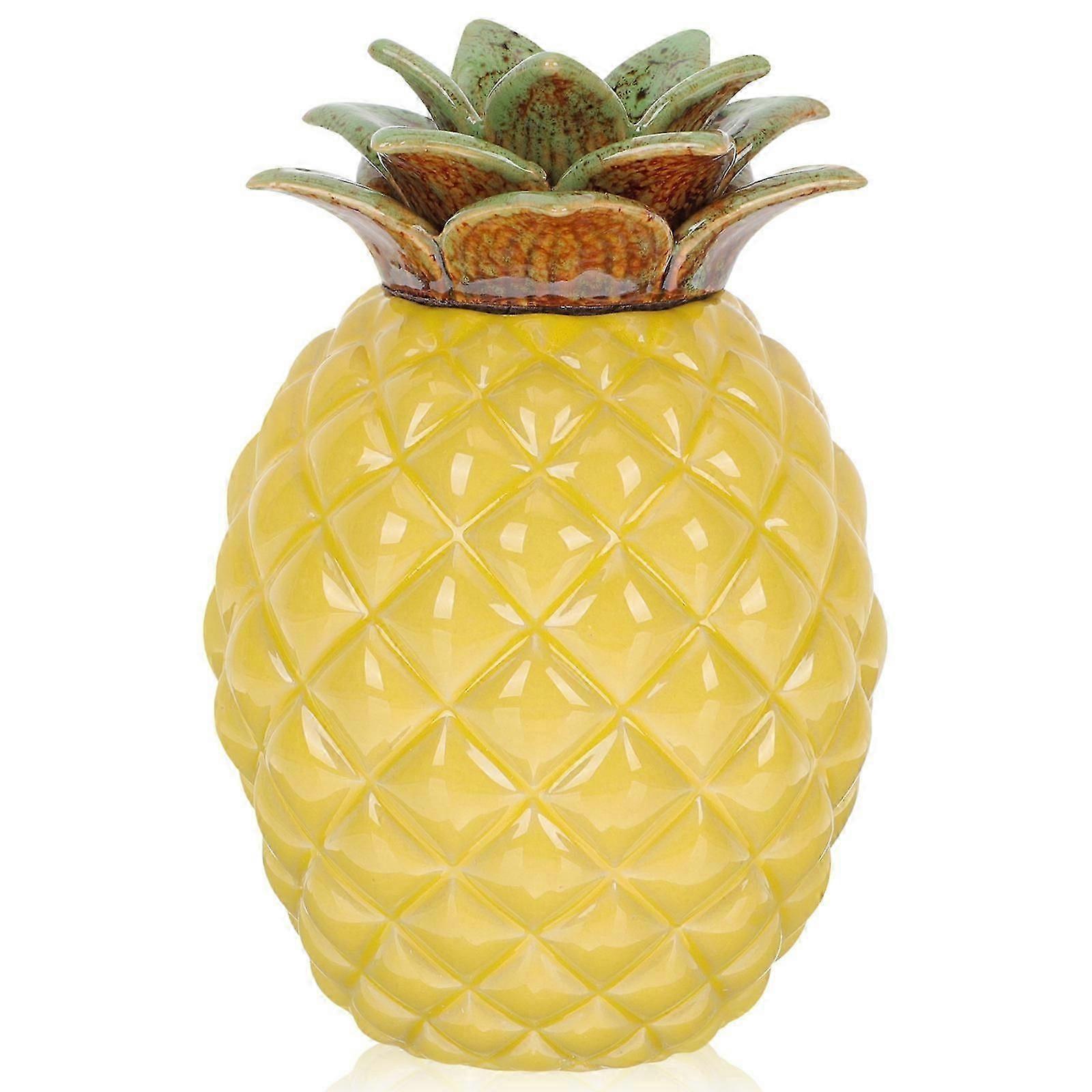 Ceramic Pineapple Container with Lid, Functional and Stylish Home Accessory