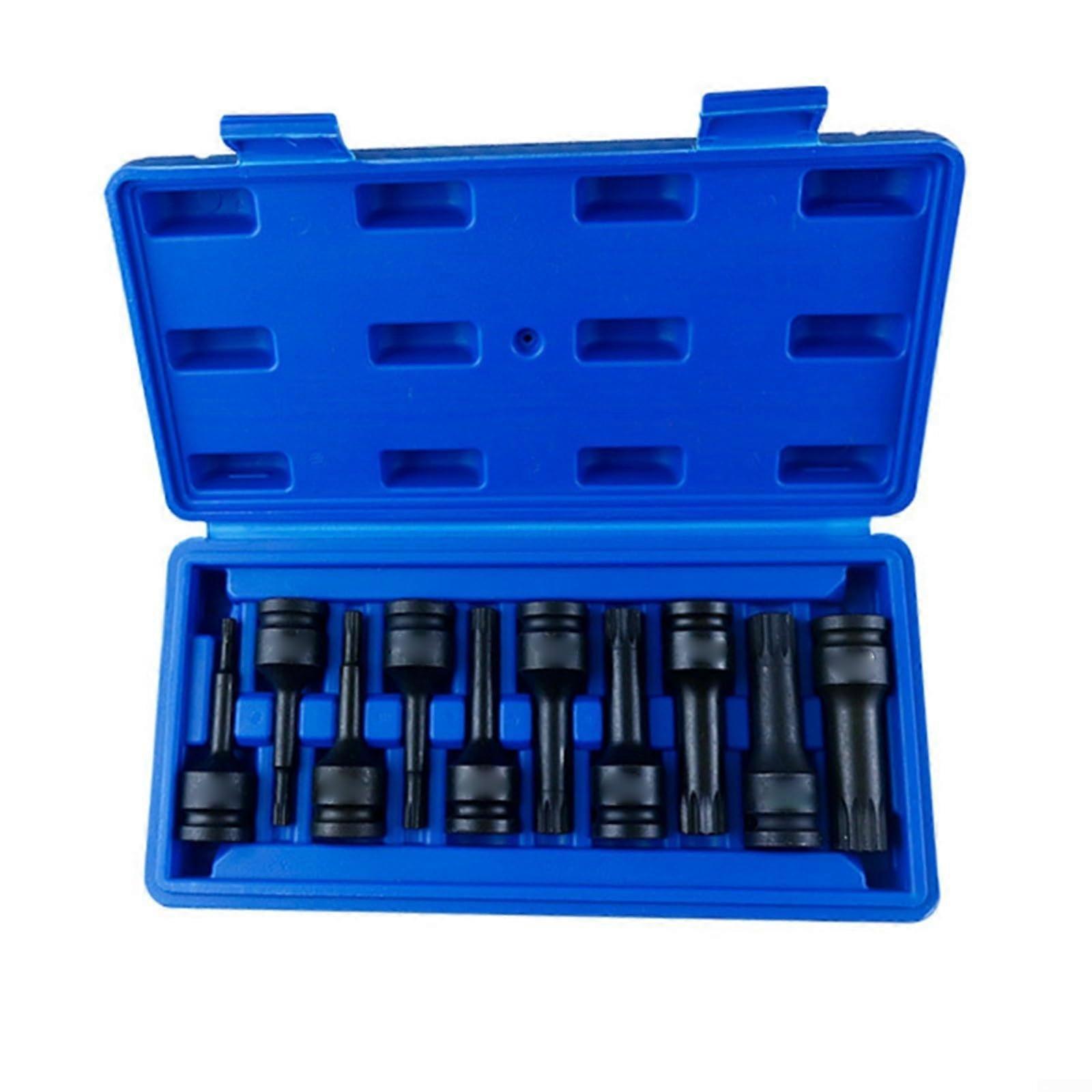 10Piece Hexagon Plum Blossom Socket Set Compatible With Various Wrench Types