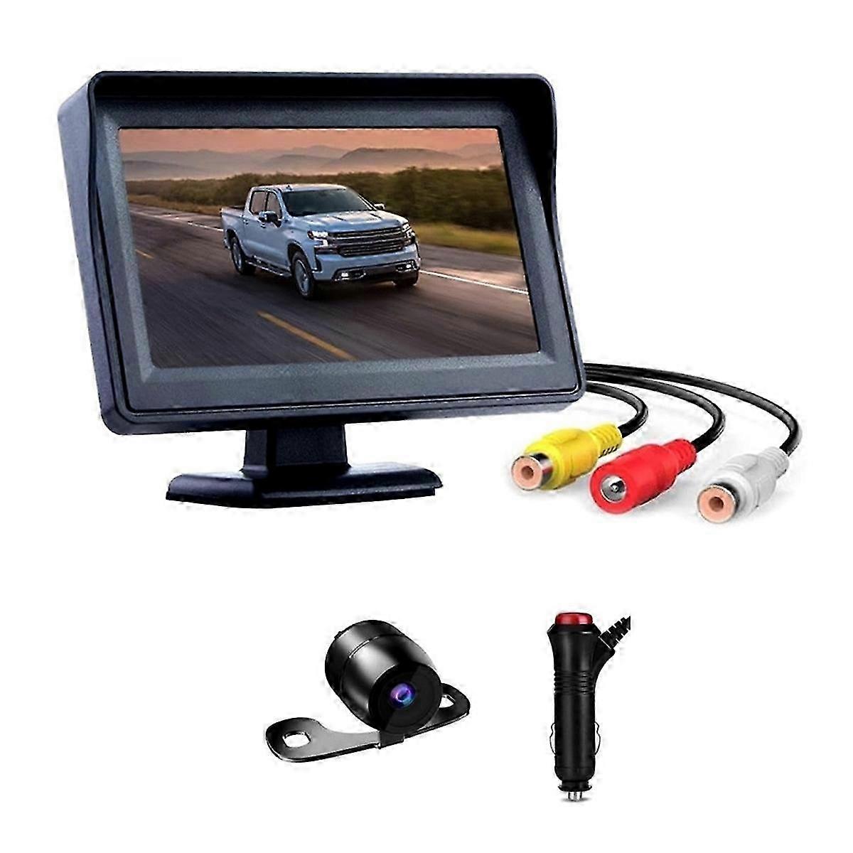 Backup Camera with 4.3 Inch Monitor, Night Vision Waterproof Plug and Play Reverse Rear View Camera