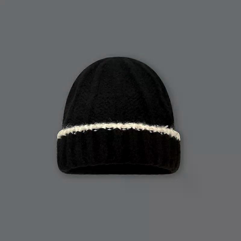 Version Bumped Edge Gray Wool Hat Female Autumn Winter Student Warm Versatile Knitted Beanie Cap
