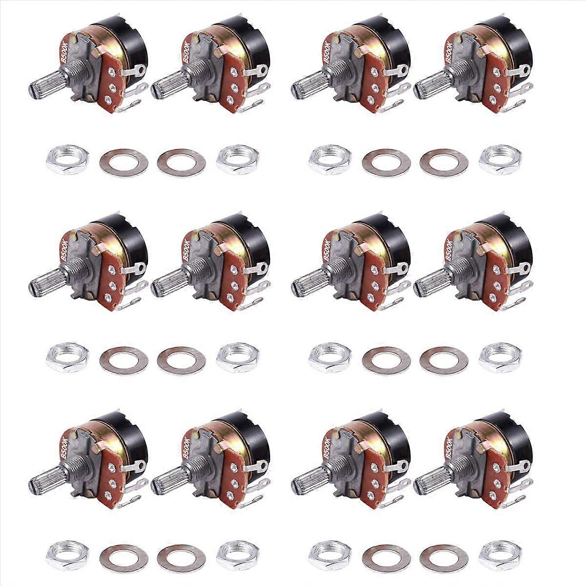 2Pcs 500K Ohm Single Linear Taper Potentiometers with on/off Switch