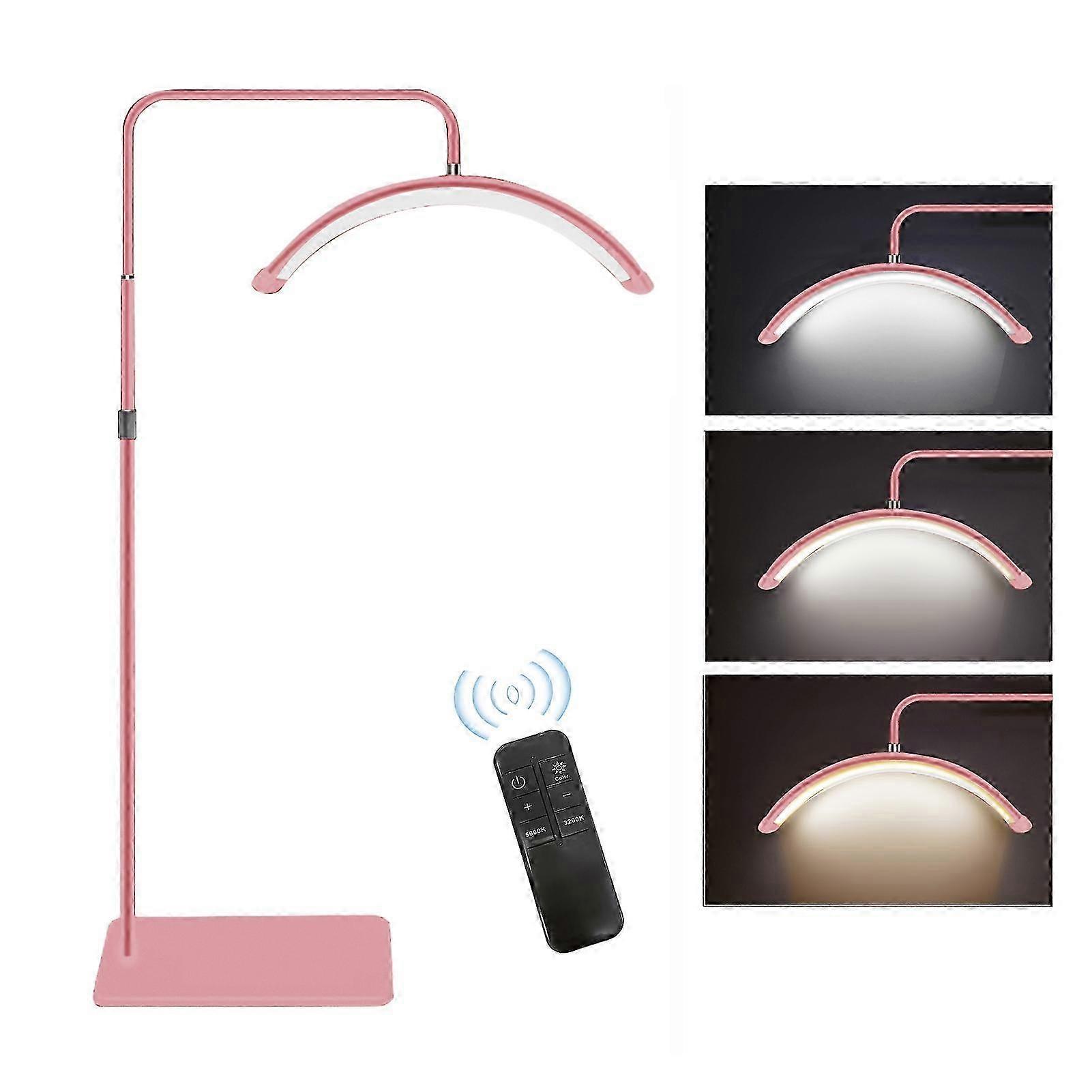 Half Moon Floor Fill Light Bi Color Temperature 3200K-5600K LED Video Light with Adjustable Floor Light Stand Pink