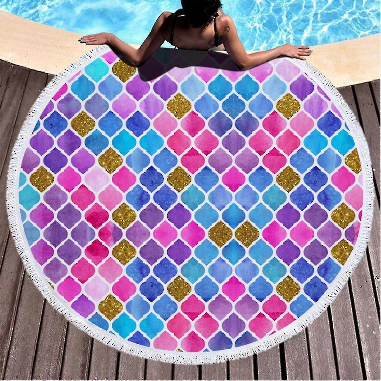 Round Printed Beach Towel Microfiber Shawl Beach Towel Beach Mat