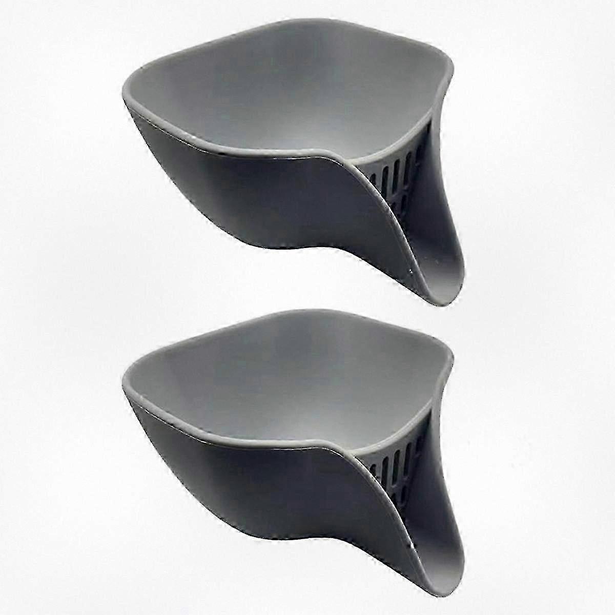 2pcs versatile sink strainer basket with spout, silicone drain filter, kitchen tool in gray for efficient water drainage