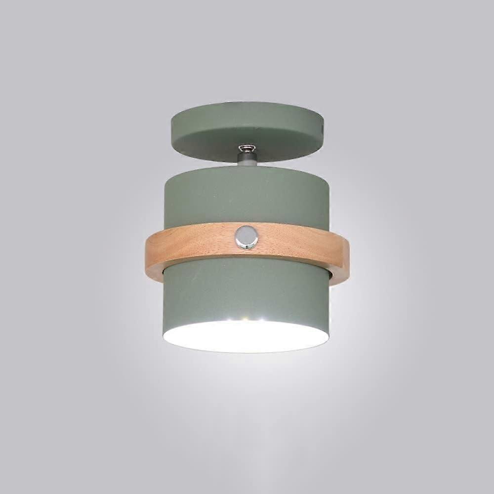 Modern Wood Round Ceiling Lamp Adjustable Semi Flush Mount E27 Ceiling Light Fixture For Hallways Entryways Foyers