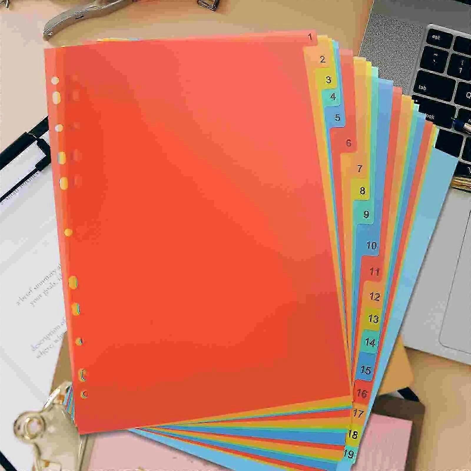 20 Sheets A4 Binder Divider File Divider Subject Divider For Binder Notebook For School Office