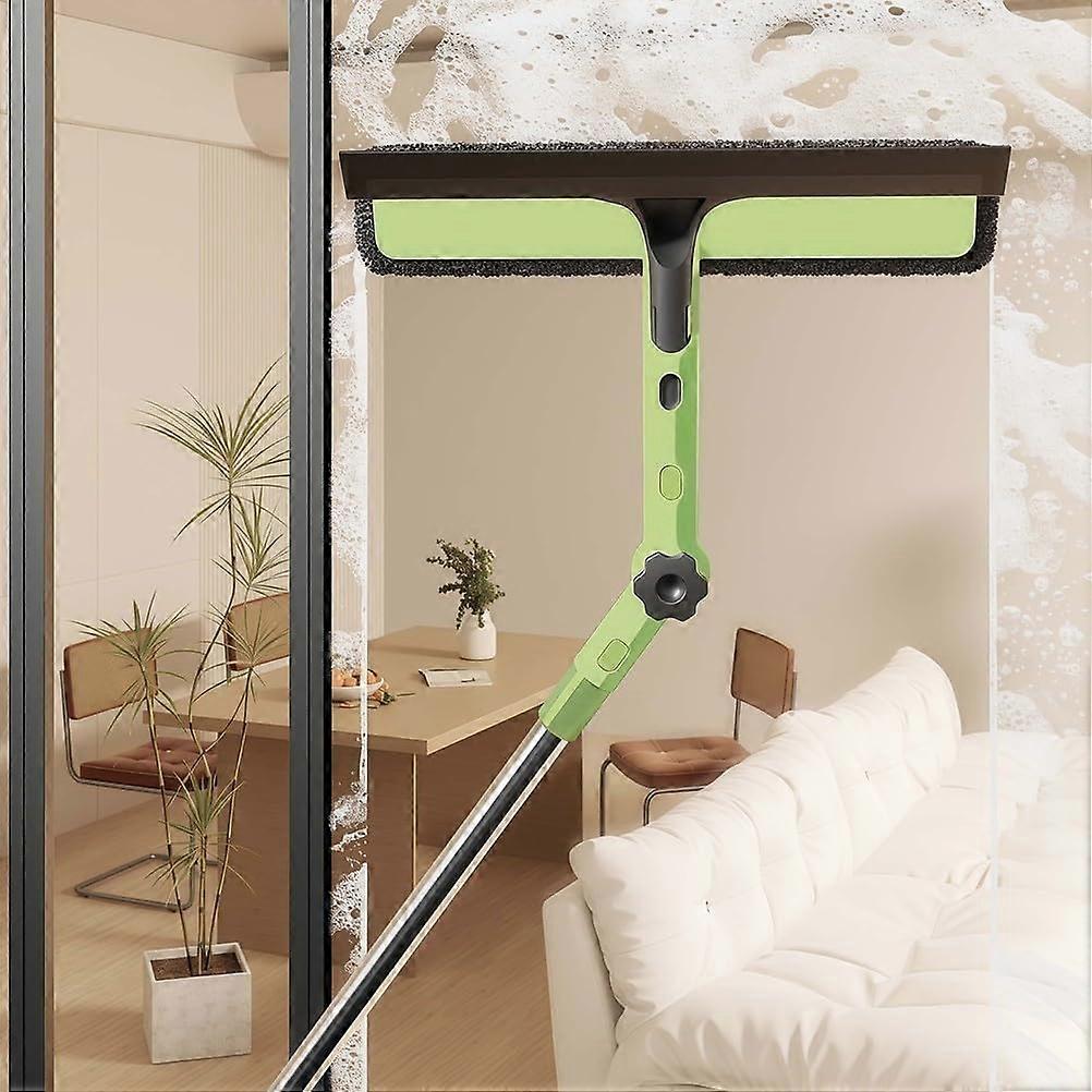 Window Squeegee Extendable Pole Rotating Head Commercial Window Cleaning Equipment Professional Grade Kit Green
