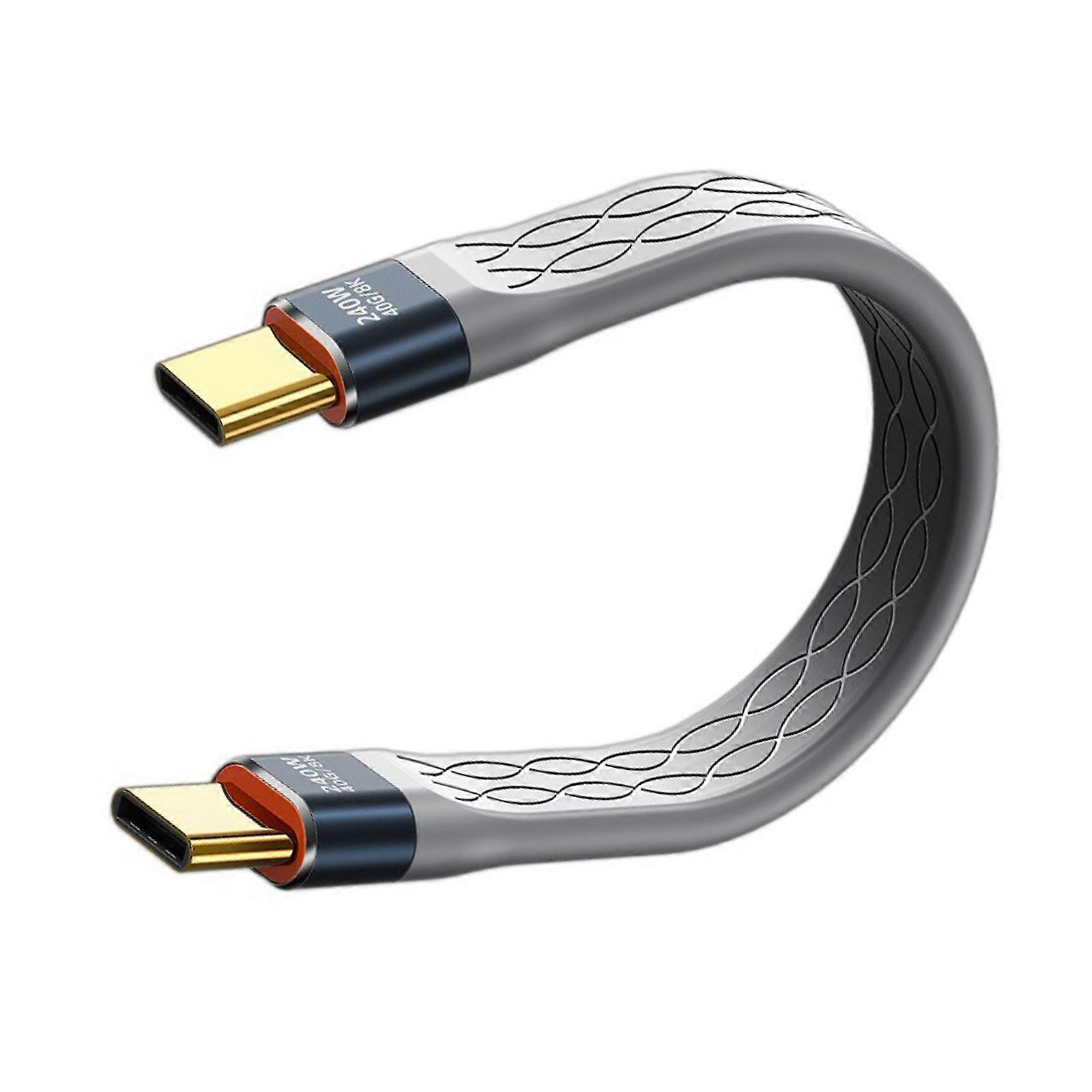 Flat USB4 Cable Short 5Inch 40Gbps Data 240W Charging Supports 8K60hz Video for Phones Pad Solid Disks USB C Devices Multicolor