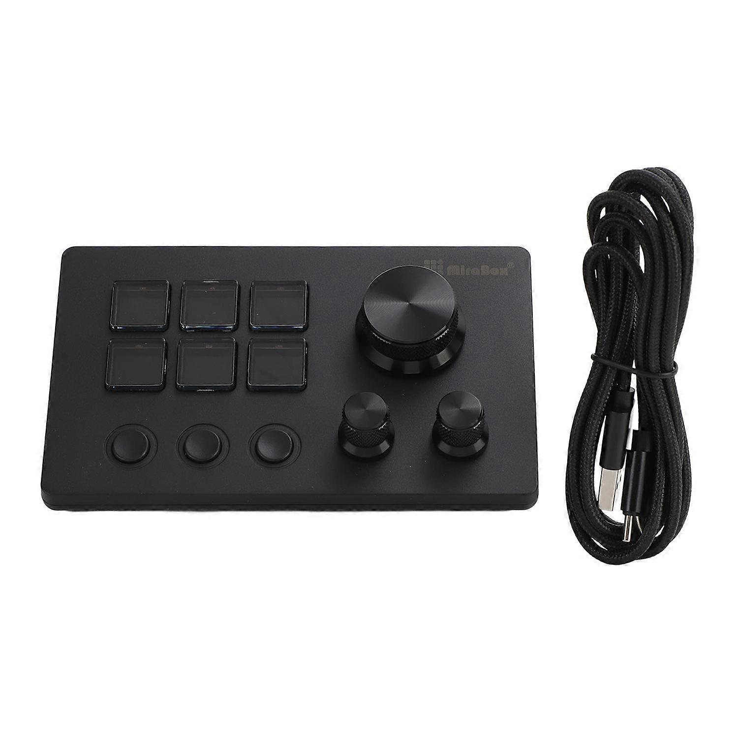 Visual Keyboard with Knobs 6 Keys LCD Custom Button Visual Keyboard for OBS for Twitch for OS X PC B