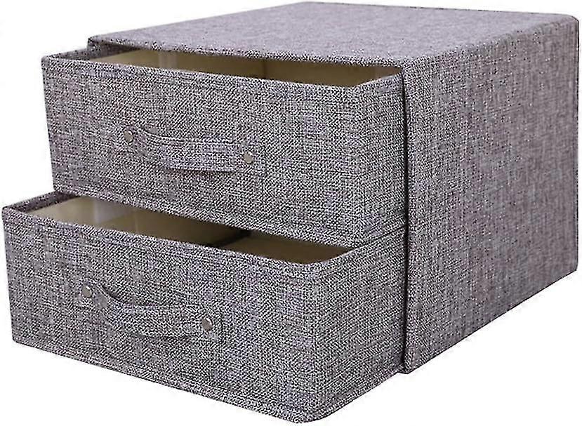 صناديق تخزين صندوق تخزين القماش مع منظم درج مقبض مع غطاء صناديق تخزين قابلة للطي صندوق للجوارب والملابس الداخلية وحمالات الصدر و 2 أدراج كبيرة