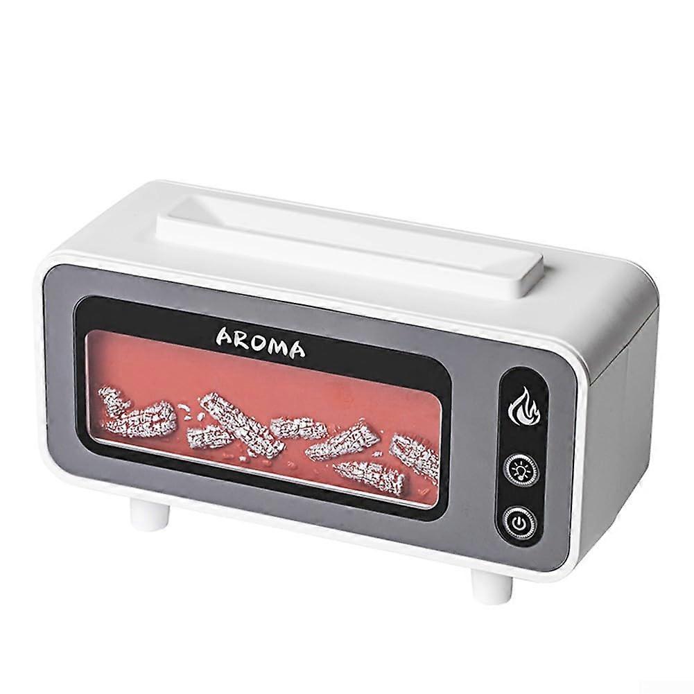 Retro Fireplace Humidifier Flame Effect Diffuser 200ML AutoOff Essential Oils Quiet Home Aroma Diffuser Black