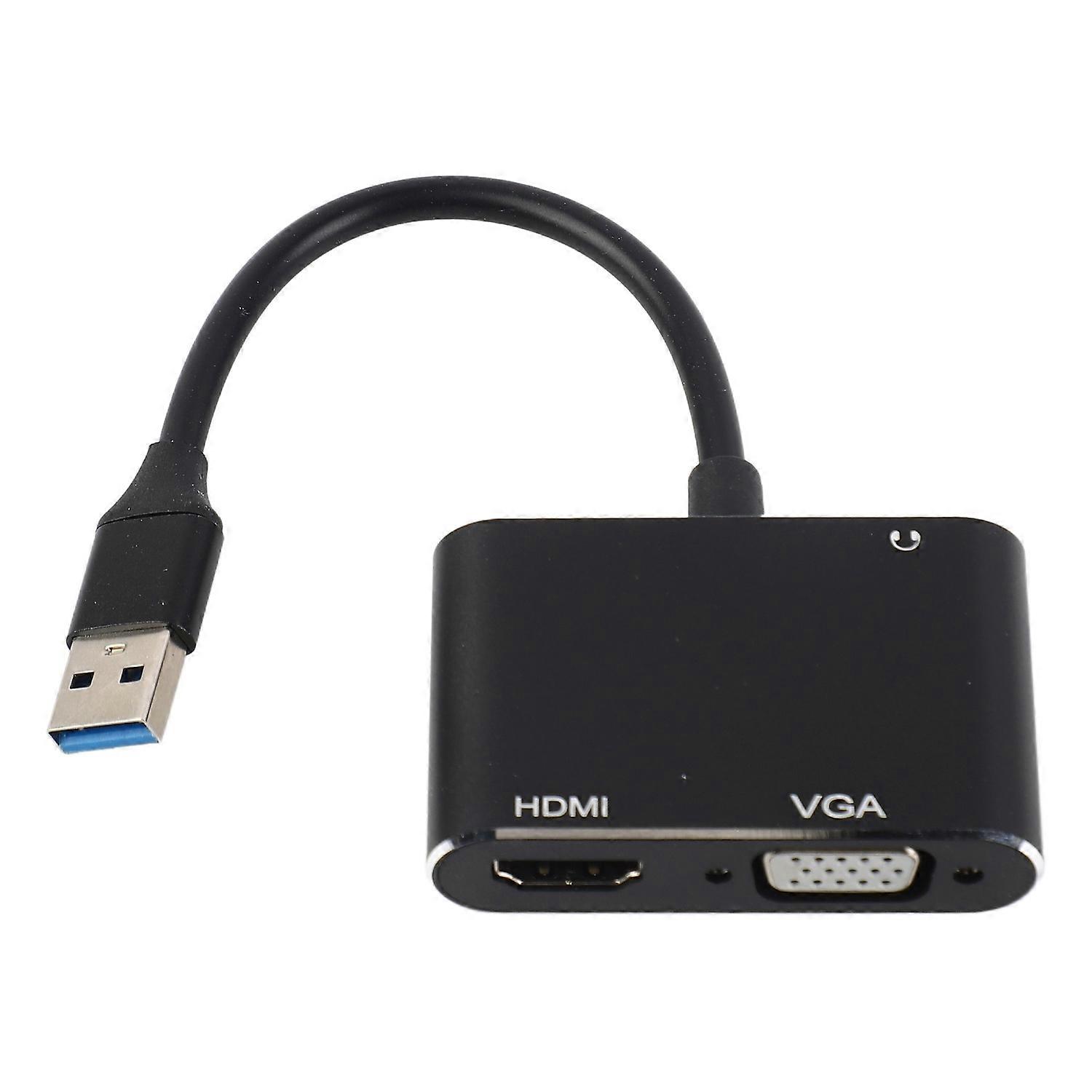 USB3.0 to VGA/High Definition Multimedia Interface Adapter Power Converter Display Expansion Dock Co