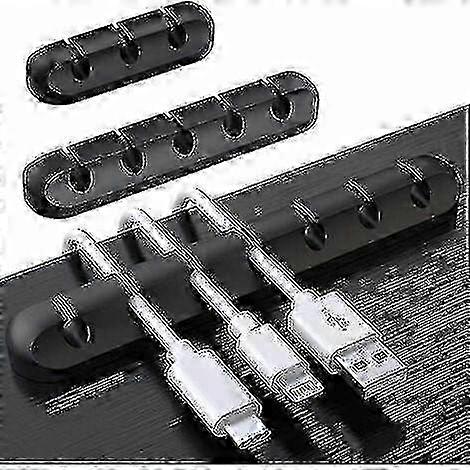 Black Cable Organizer Clips – 3-Piece Set for Desktop Storage, USB, Mouse, Headset, and PC Cables (5-Hole, 3-Hole, 7-Hole Configurations)