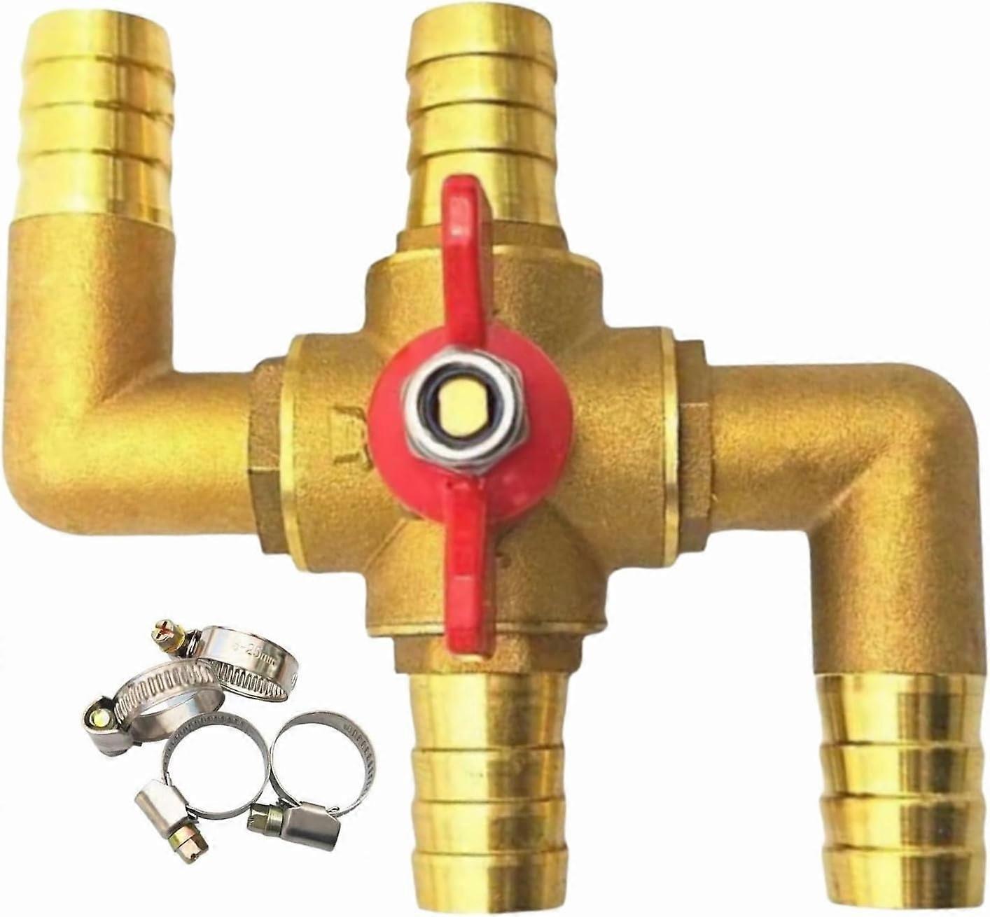 Kayannuo 4-Way Car Heater with 4 Clamps, 5/8" 16mm, Manual Control, Solid Brass, Gas Conditioning Ball, compatible with car heating systems