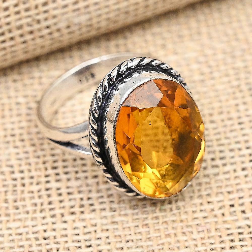 Honey Topaz Gemstone Handmade Solid 925 Sterling Silver Ring Jewelry