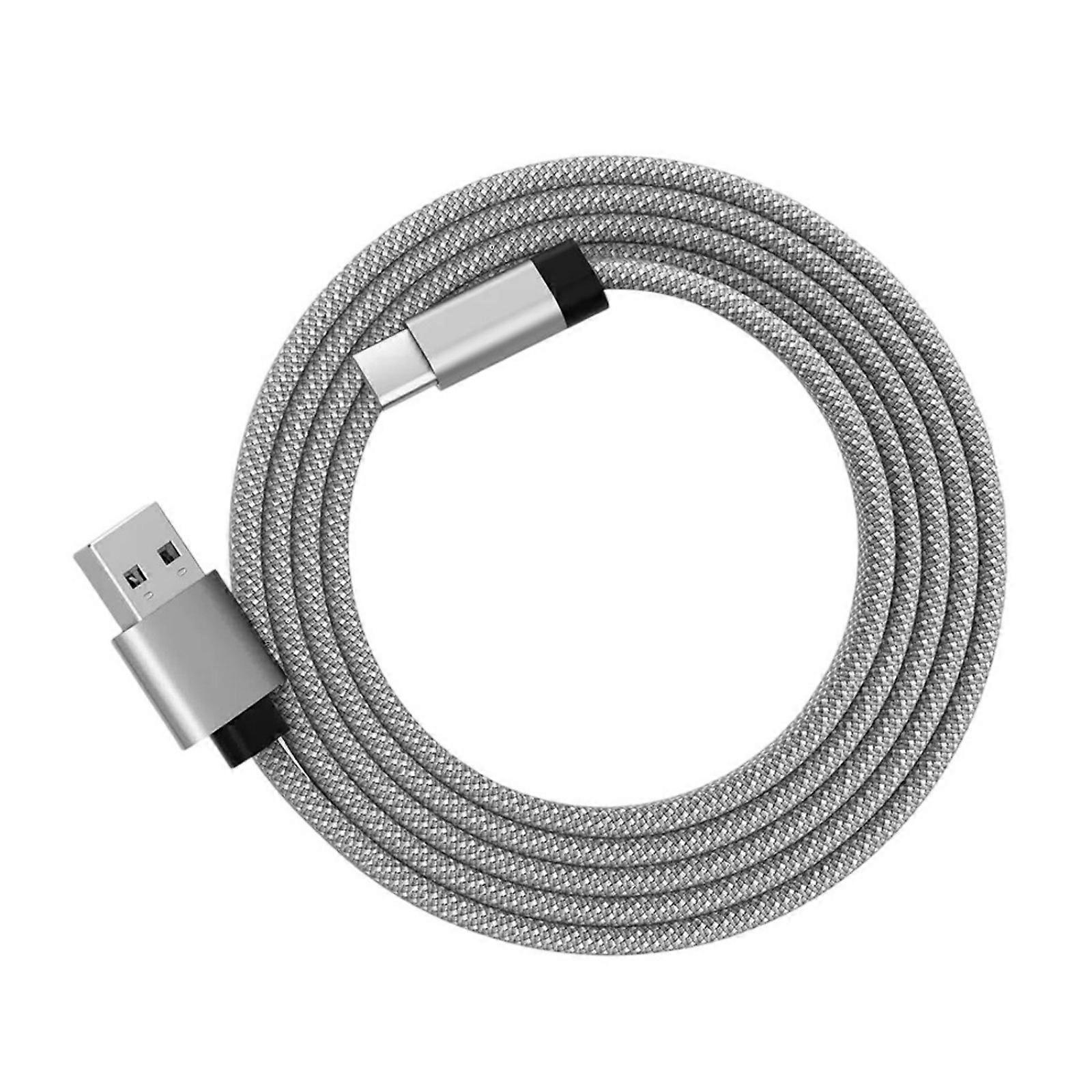 Magnetic Flat Data Cable Male to Male Connector Wire USB to Type C Charging Cord Support Data Transfer for Tablets  Silver white
