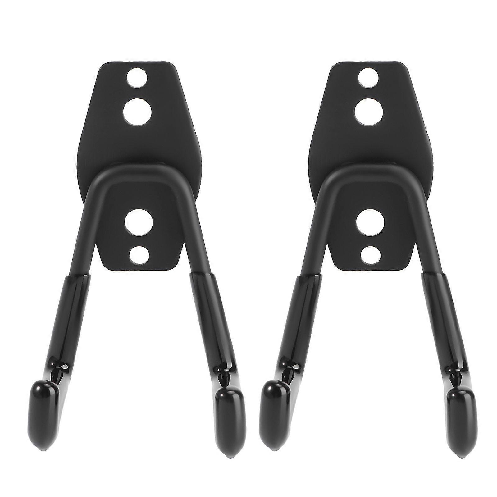 DOITOOL 2 Pcs Garage Storage Utility Hooks Wall Mounted Hanging Hooks Metal U-Hooks Tool Organizers for Garden Tools Ladders (Black)