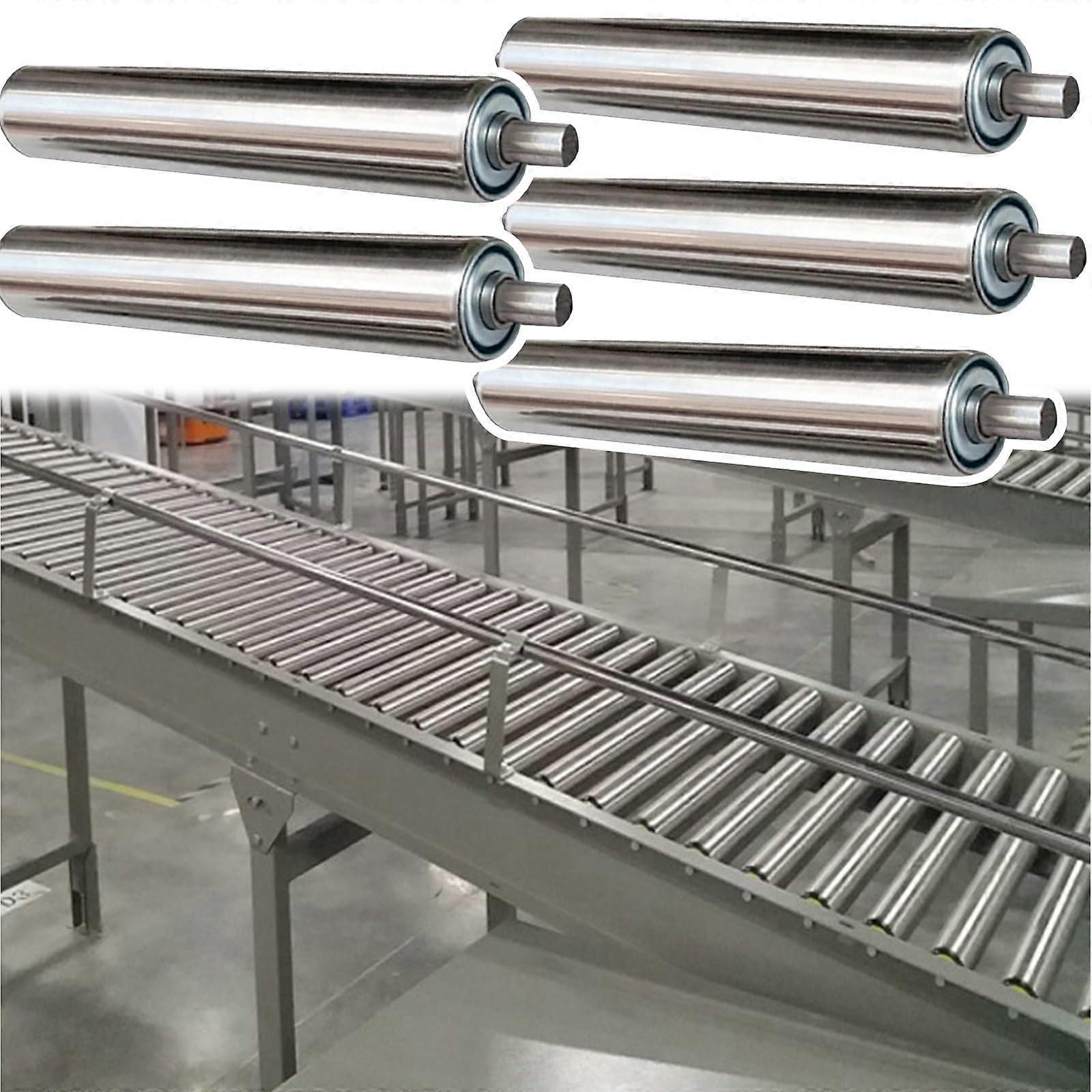 Set of 5 Stainless Steel Conveyor Rollers 60mm Diameter for DIY, Material Handling and Industrial Systems
