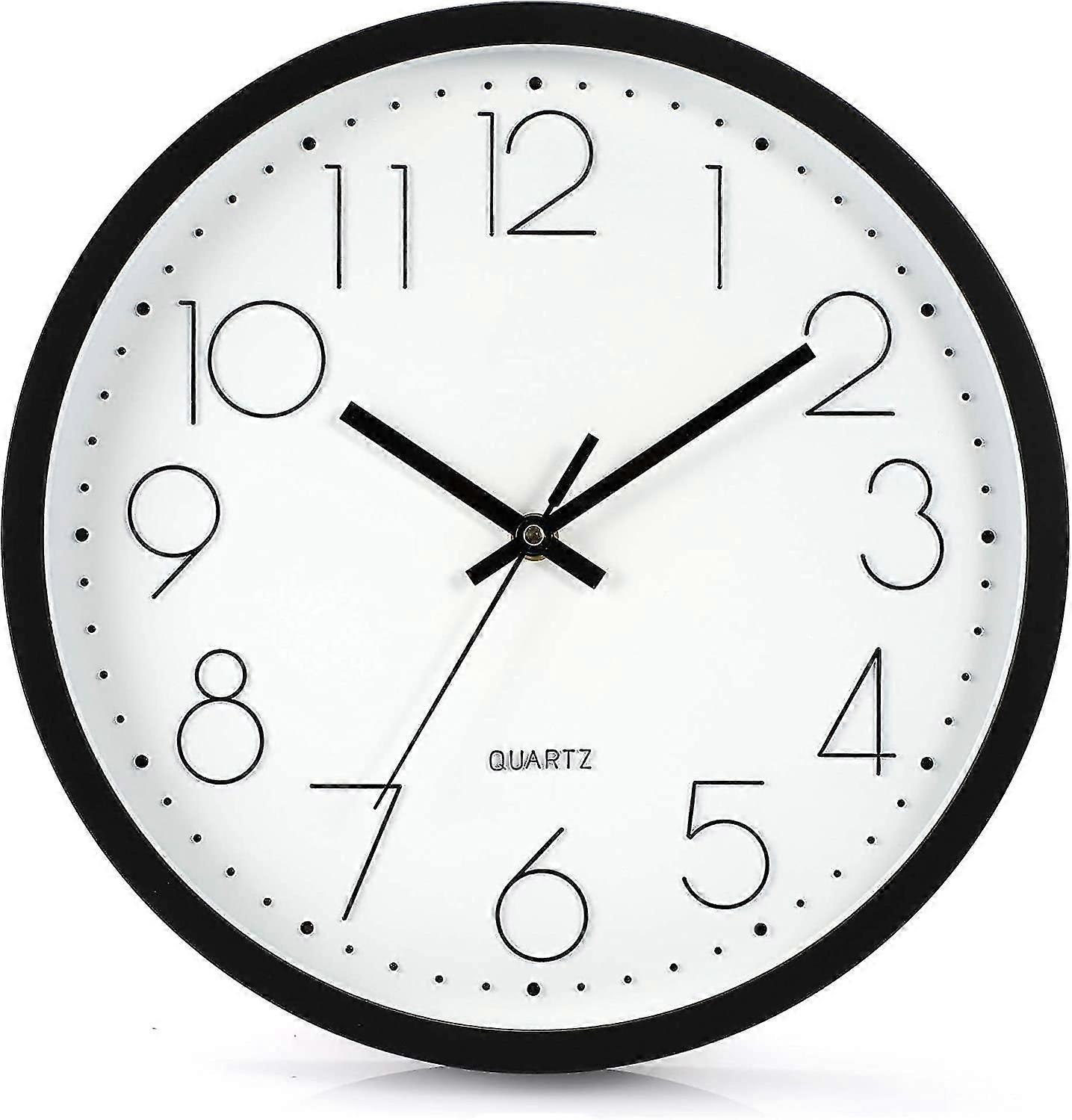 Silent Silent Quartz Analog Wall Clock - 30cm - No Ticking - Black